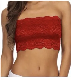 Zenana Outfitters Red Lace Bralette Bandeau Top thumbnail 1