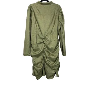 NWT Missguided Sexy Ruched Mini Dress Front Slit Stretchy Long Sleeve 14 Green thumbnail 6