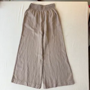 Calypso St. Barth Smocked Linen Blend Wide Leg Pants Womens L Tan Beachy Relaxed thumbnail 3