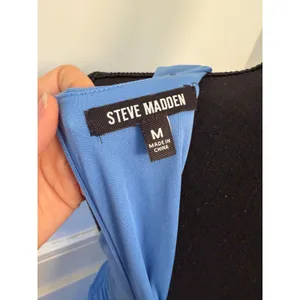Steve Madden Laney Asymmetric Mesh Ruched Midi Dress Blue Y2K Cocktail Resort thumbnail 6