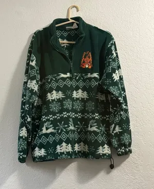 Vintage Disney Store Tigger Green Fleece Pullover 1/4 Zip Medium Winter Scene thumbnail 1