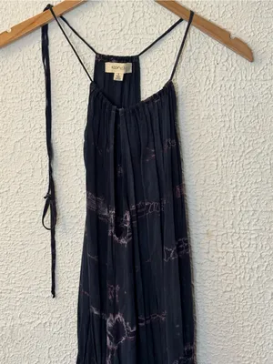 Sleeveless Ombre Tie-Dye Maxi Dress in Navy to Light Blue thumbnail 2