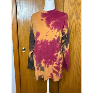 We The Free Free People French Roast Long Sleeve Tie Dye Mock Neck Tee Burgundy thumbnail 2