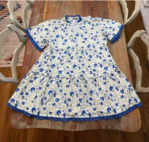 Tuckernuck Crawford Dress Bluebird Melody Linen Cotton Floral Lace Tiered XXL thumbnail 1