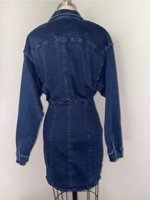 Free People Dark Wash Stretch Denim Mini Dress Size 2 thumbnail 8
