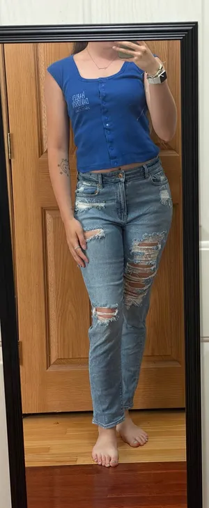 Harley Davidson blue button up tank shirt  thumbnail 1