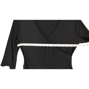 Garnet Hill Brianna Faux Wrap Knit‎ Dress Womens Size M Black Surplice Feminine thumbnail 7