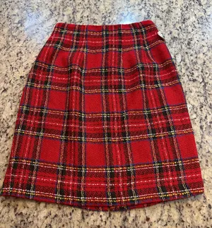 Vintage Red, black, and yellow plaid wool blend tweed skirt thumbnail 1
