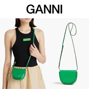 Ganni Banner Nano convertible Saddle Bag green thumbnail 3