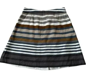 Banana Republic Multicolor Linen Pleated Striped Skirt Women Petite 10P | 67-27 thumbnail 1