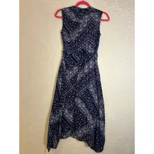 Gap Dress Womens XS Navy Blue White Bandana Paisley Sleeveless‎ Midi Tie Waist thumbnail 7