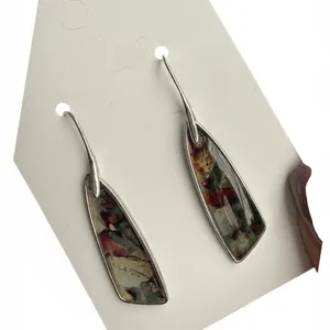 Elegant Silver and Multicolor Dangle Earrings thumbnail 2