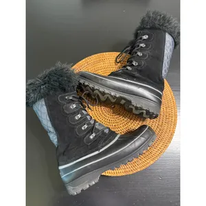 Khombu Nordic‎ Women's Black Grey Faux Fur Trim Winter Snow Duck Boots Size 8M thumbnail 8