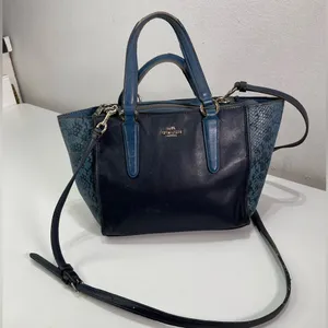 Coach Crossbody Bag Blue Snake Print Leather Purse Y2K Bikercore Whimsigoth thumbnail 1