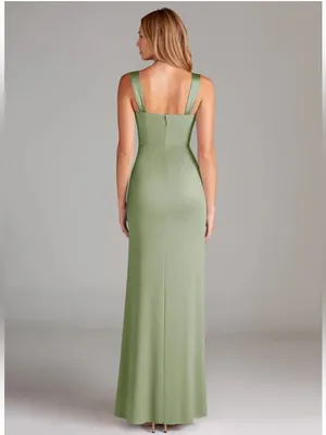 Azazie Denice Sheath Pleated Stretch Satin Floor-Length Bridesmaid Dress Size‎ 8 thumbnail 2