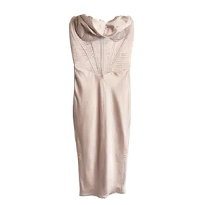 House of CB Myrna Crystal Satin Cowl Corset Sleeveless Midi Slip Dress Small thumbnail 4
