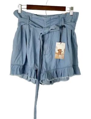 Sincerely‎ Jules High Waist Ruffle Hemline Chambray Shorts Size Large New thumbnail 1