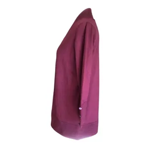 Evolution by Cyrus Myna Cardigan Small Burgundy Open Front Button Sleeve NWOT thumbnail 6