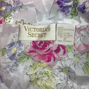 VICTORIA'S SECRET Vintage Gold Label mini slip dress floral lace nightgown EUC thumbnail 2