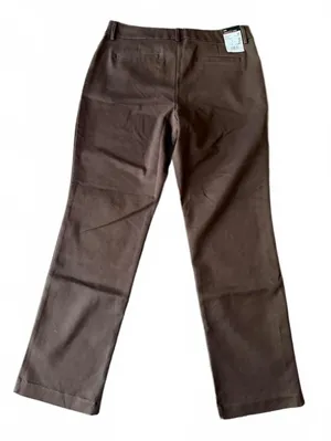 Lee NEW Women's Casual Dress Pants Size 12 Relaxed Fit Brown Herringbone City thumbnail 3