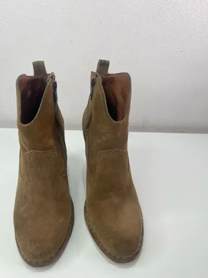 Frye Madeline High Heel Short Ankle Boots Women 8.5M Suede Zip Tan Boho Cowgirl thumbnail 2