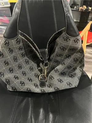 Dooney & Bourke Black and Gray Monogram Hobo with Gold Hardware thumbnail 7