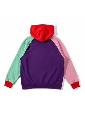 Teddy Fresh Color Block‎ Hoodie Purple, Red, Pink, Green Size Large EUC thumbnail 3