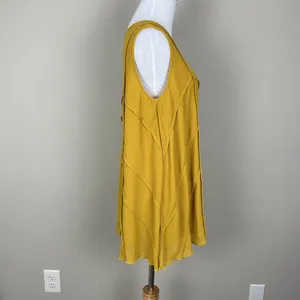 John Mark Tunic Top Womens Medium Yellow Sleeveless Boho‎ Swing Tank Layered Hem thumbnail 6