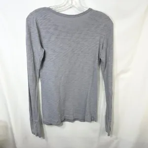 American Eagle Medium Top VTG‎ Y2K Grey Slub Long Sleeve Graphic Beaded 1436 thumbnail 2
