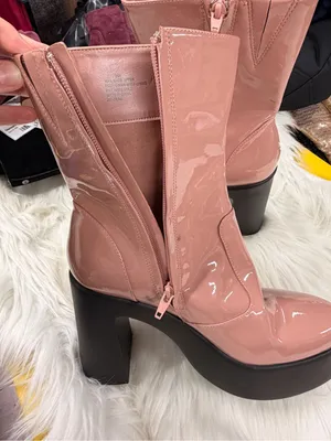 Gianni Bini Chunky Platform Mid Boots Patent leather Size 9 Womens dusty pink thumbnail 9