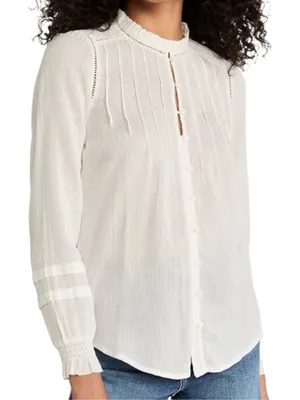 Faherty Willa Organic Cotton Top Ice Blue Size Large thumbnail 2