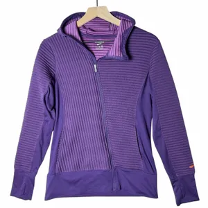 Brooks Running Fly By Zip-Up Hoodie Jacket Purple size M thumbnail 1