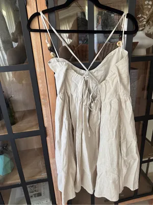 Abercrombie linen romper mini dress skort beaded adjustable babydoll sweetheart thumbnail 6