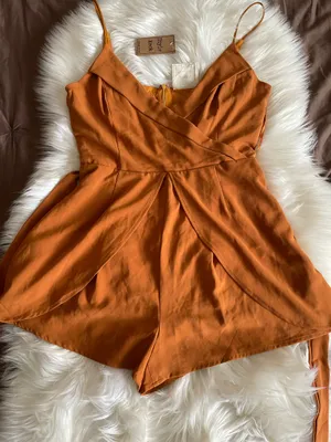 Style Rack Mustard Wrap Romper - Sleeveless Spaghetti Strap thumbnail 3