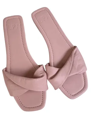 NWOT Revolve LPA Leather Twisted Strap Sandals Pink Size 8 thumbnail 1