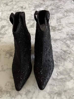Jessica Simpson Black Crystal Western Ankle Boots thumbnail 3