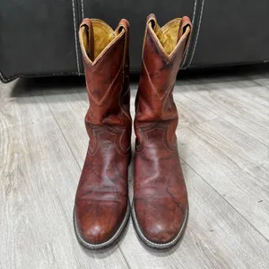 Justin‎ Womens L3163 Leather Roper Boots Brown Western Round Toe Size 6 B thumbnail 3