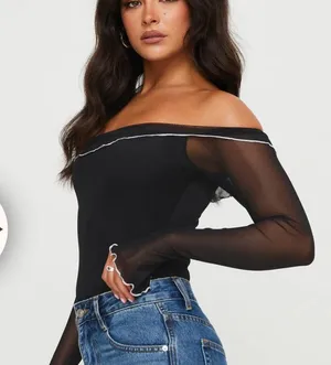Princess Polly ARSEMA OFF THE SHOULDER BODYSUIT BLACK thumbnail 2