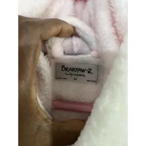 Bear Paw Pink Plush Hooded Sherpa Trim Robe, Women's M Two Pockets Belted NWT thumbnail 7