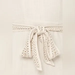 Hello Molly Follow My Lead Linen Mini Dress Sz Small‎ Beige Flare Sleeve NEW thumbnail 6