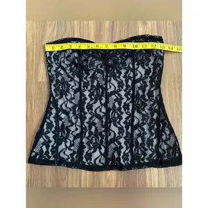 Express Black Lace Corset Bustier Top Strapless Goth Y2K Coquette Sizw S thumbnail 9