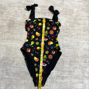 Wild Fable Womens Small Black Fruit Swimsuit Backless Chiquita Tropical Resort thumbnail 4