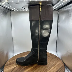 Michael Kors Preston‎ Two Tone Leather Riding Boots Black Brown Women's 5.5M thumbnail 6