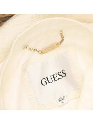 NEW Guess Elsie Tweed Mix Denim Jacket W5GL23WH610-F0ED White Tweed Combo XL thumbnail 7