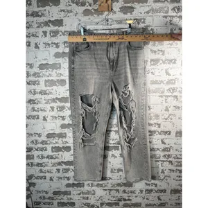 American Eagle | women mom straight jean distressed gray denim thumbnail 7
