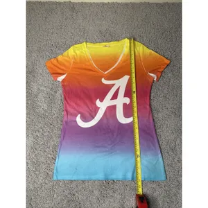 Alabama Crimson Tide Women's Large Rainbow Ombre Tie Dye V-Neck T-Shirt thumbnail 3