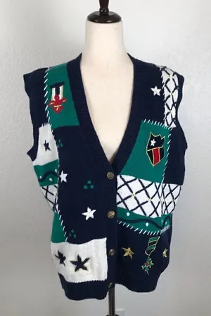 Vintage Koret knit nautical sweater vest L‎ thumbnail 1