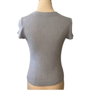 Reformation Nella Ribbed Stretch-tencel Modal Top In Blue XS OBX thumbnail 4