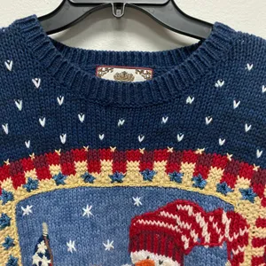 Tiara International Knit Ugly Christmas Sweater Snowman American Flag Medium thumbnail 7