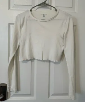 Brandy Melville White Cropped Long Sleeve thumbnail 1